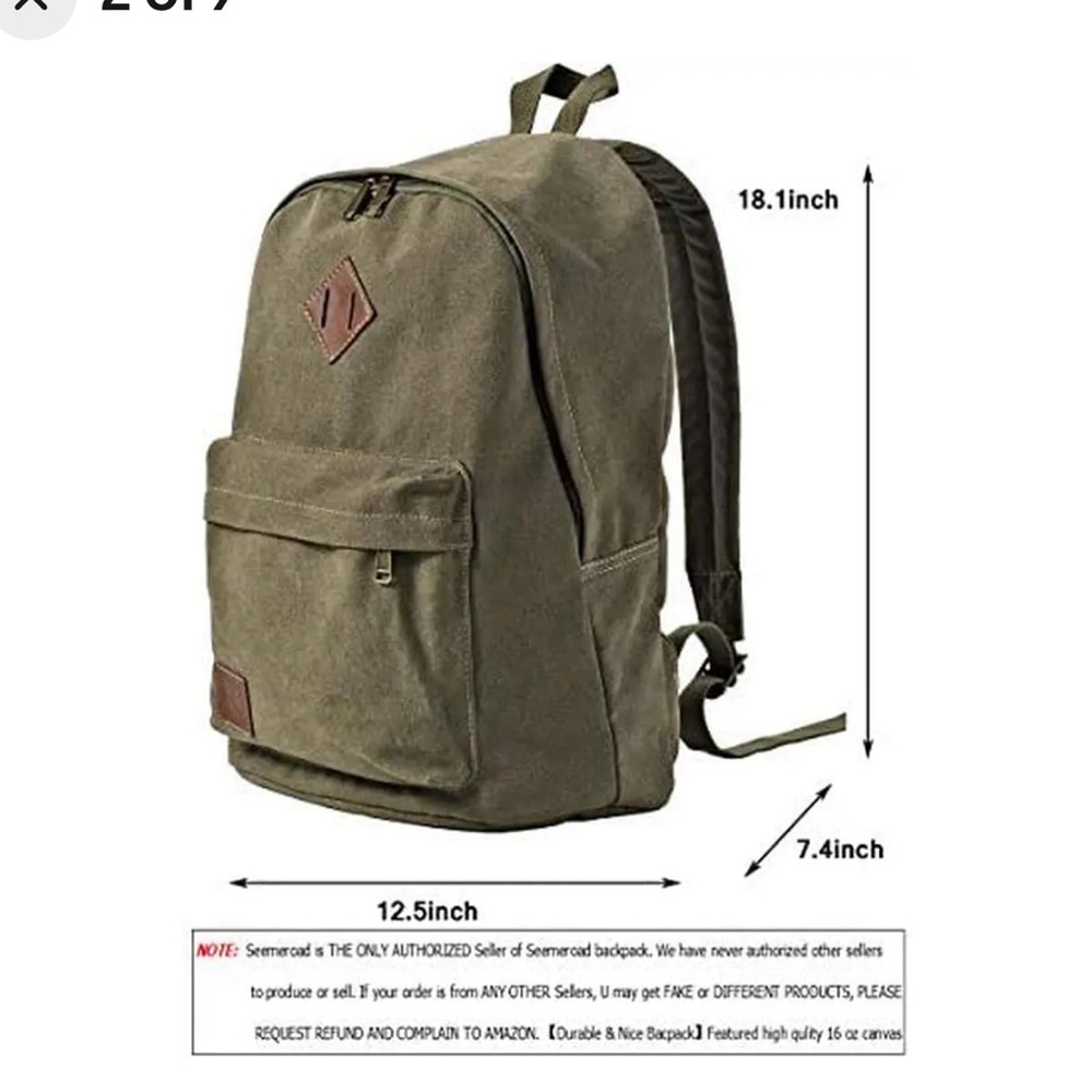 Canvas School Laptop Backpack Durable Rucksack Travel Notebook Bag.